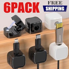 6 Pack of Magnetic Cable Holder Cord Cable Organizer Phone Charging Cable Clip