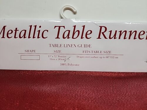 2-Red Metallic Fabric Table Runners 13" x 72" 100% Polyester Red Rectangular New - Picture 5 of 7