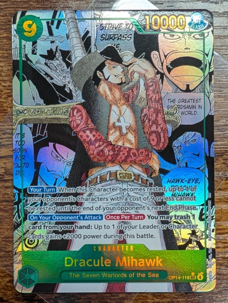 Dracule Mihawk OP14-119 Manga Rare Azure Sea's Seven One Piece
