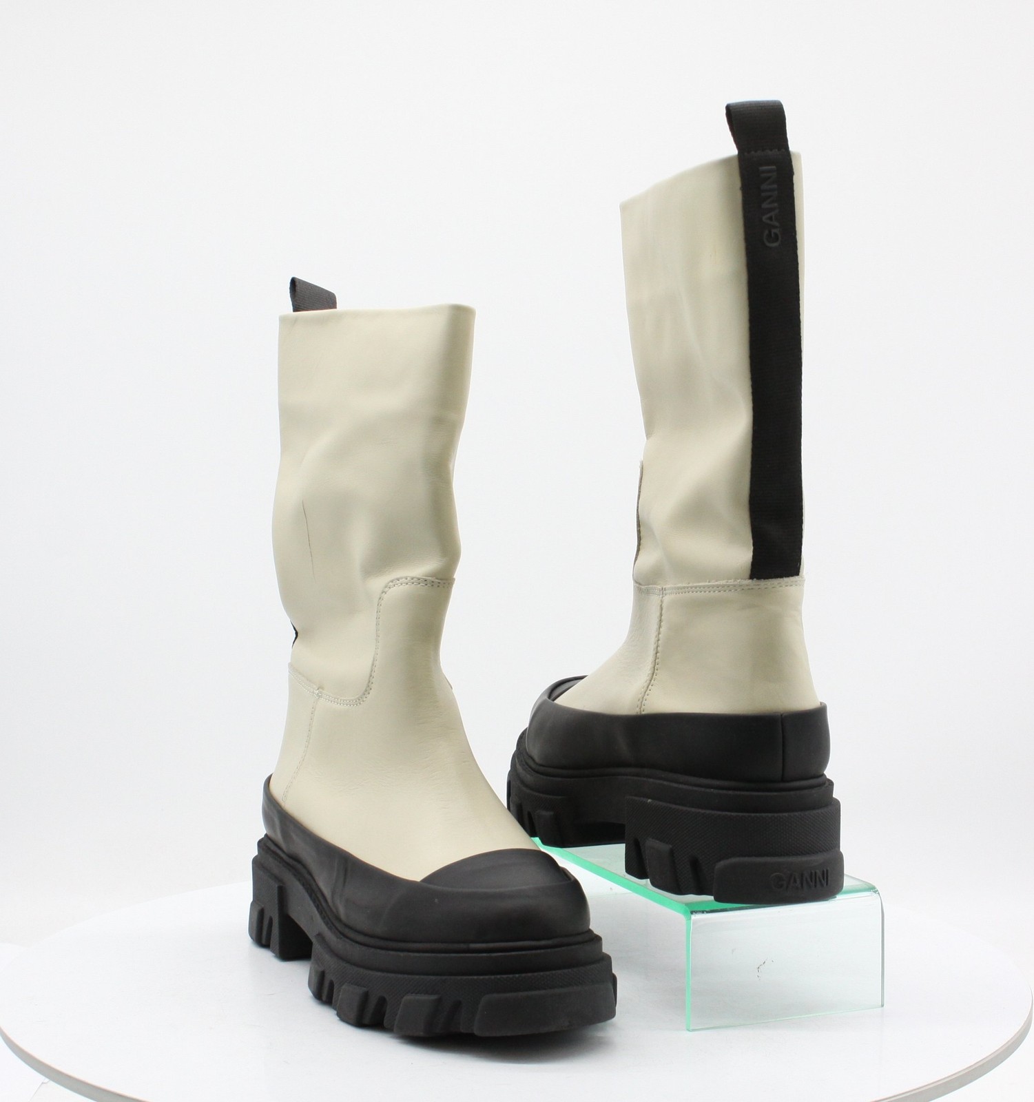 GANNI TUBULAR BOOTS - UK 7 EU 40 RRP £395 WOMENS BOOTS PLATFORM UK 7 EU 40 BEIGE image 7