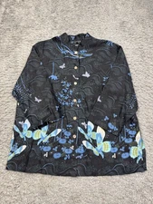 Citron Santa Monica Top Women XL Artsy Floral Butterfly AOP Whimsigoth Blouse