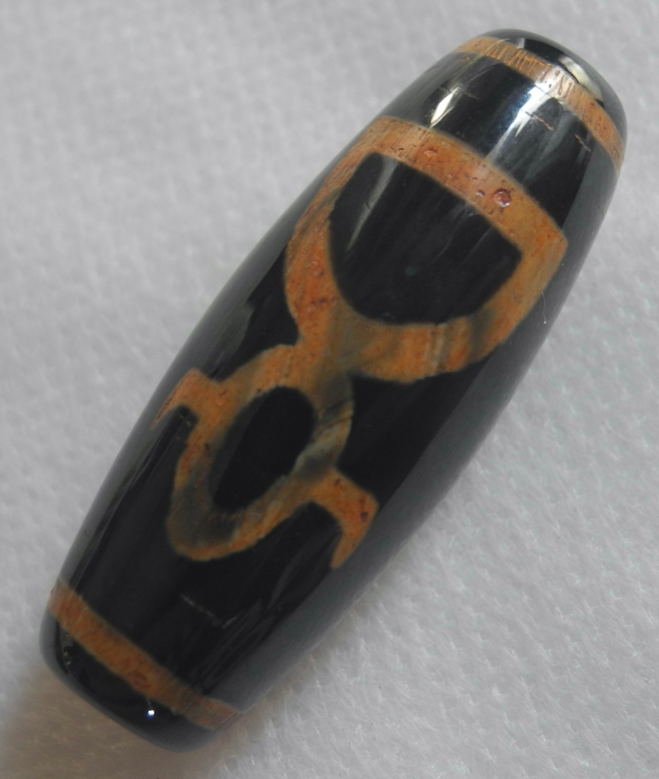 Tibetan Antique Natural Agate Thokcha Amulet Ojime 13g Cylinder Netsuke Tibet