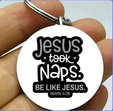 Funny Mark Joke Jeus Took Naps God Lord Holky Stainless Keychain Joke Prank