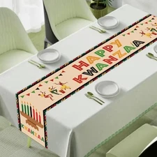 Happy Kwanzaa Table Runner Party Supplies - African Heritage Party Desk Decor  