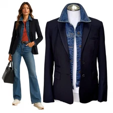 VERONICA BEARD Dickey Blazer Jacket Navy Blue Sz 2 