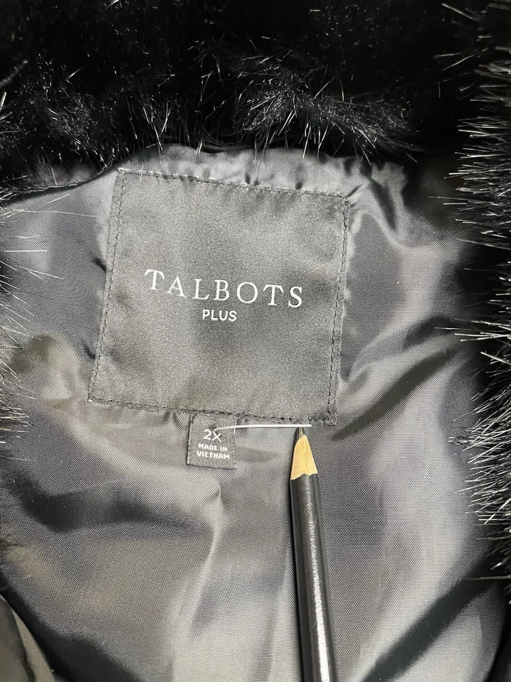 Chaleco Talbots Talla 2X Plumón Negro Imitación Piel Extraíble Bolsillos con Cremallera Preppy Fácil Cuidado Foto 2 de 4