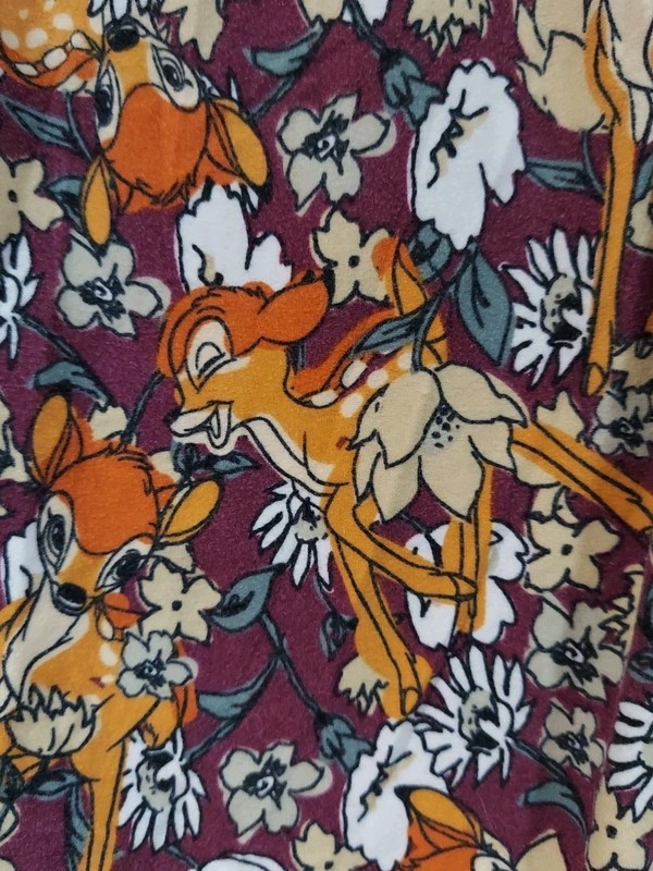 Lularoe  Size TC Walt Disney Bambi & Flower Burgundy  Women Collector Leggings