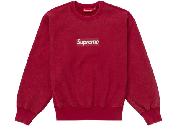 Taille S   Logo Supreme Boîte Lavée Col Rond Rouge Rouge 
