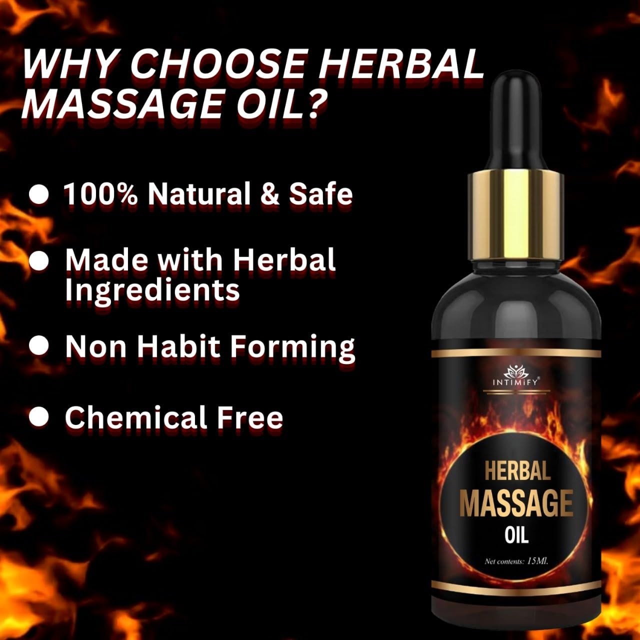 INTIMIFY Ayurvedic Massage Oil for Men 15ml Natural Herbal Strength Enhancer