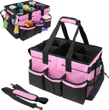 Large Cleaning Caddy Bag with Handle, Built-in Sturdy Support Board, Adjustable