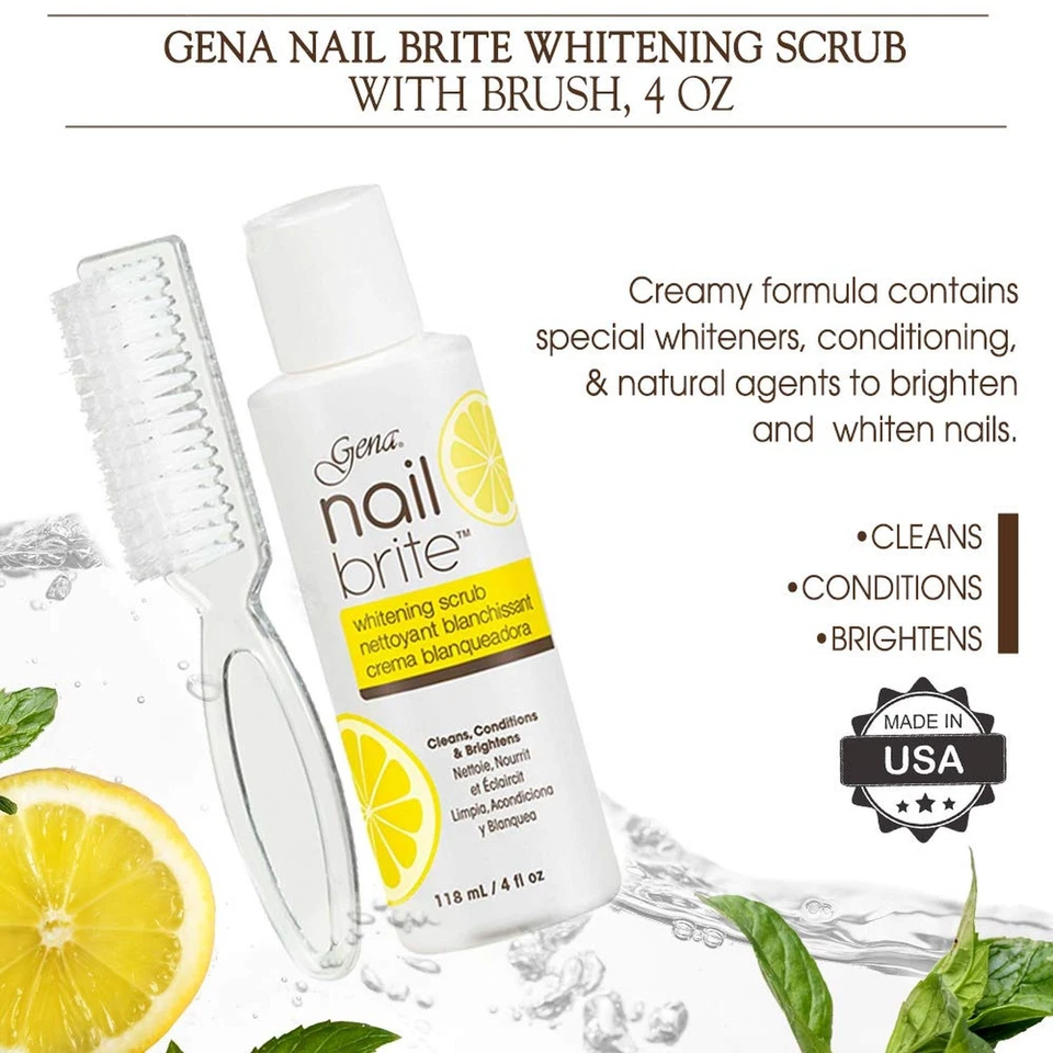 Gena Nail Brite Whitening Scrub with Brush, Cleans Conditions & Brightens Nai... - Image 2 of 4