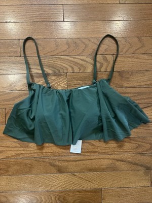 Cupshe Green Ruffle Bikini Top M Strappy Flounce Swim NWT