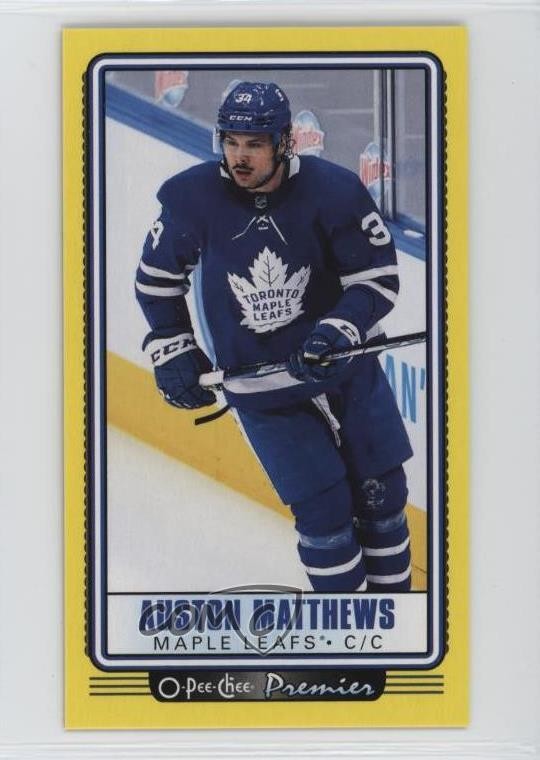 2021-22 O-Pee-Chee Premier Tallboys Yellow Border Auston Matthews #P-2 0s07