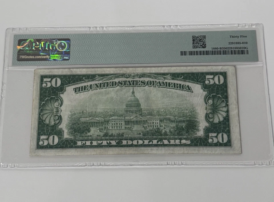 Fr. 1880-B 1929 $50 Federal Reserve Bank Note NEW YORK PMG 35 - VF - Image 2 of 2