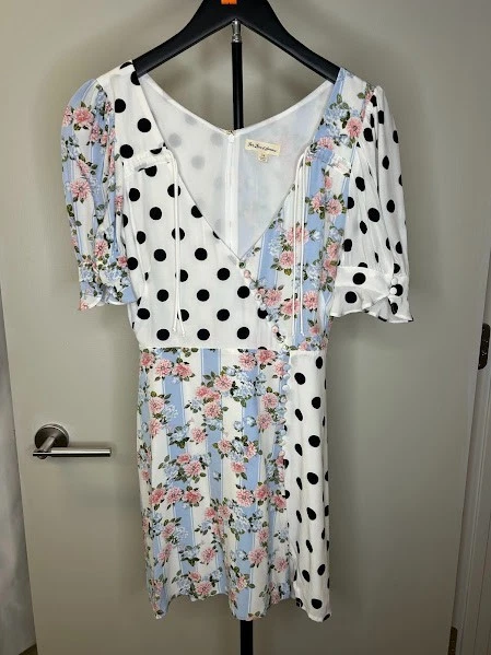 for love and lemons blue and white floral dress For Love & Lemons 'Rosalyn' Dress in Blue – HONEY HIRE BOUTIQUE main image 1