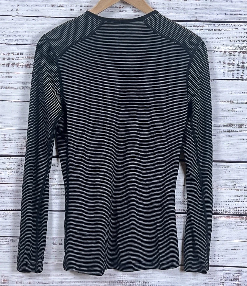 Top ICEBREAKER Merino 200 Bodyfit Manga Larga Rayas Capa Base Negro M Foto 2 de 4