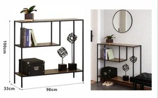 x Libreria Bassa Scaffale Moderno 96x33x100cm Design Industriale Legno Metallo