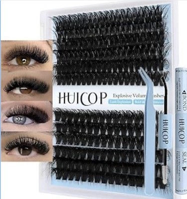 80D+100D Eyelash Extensions Kit With 240pcs 3D Fluffy Thick Cluster Lashes