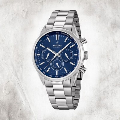 Festina Edelstahl Herren Uhr F16820/2 Quarz Armbanduhr silber Sport UF16820/2