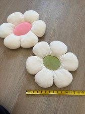 Two flower toddler pillow pink green new 12"x12"