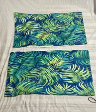 Tropical Green Blue Palm Tree Leaf Print Set Of 2 Size King Sham Hawaiian