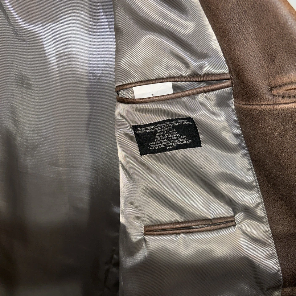 Jaqueta de Couro Marrom Vintage Masculina, J.Ferrari, 3 Botões, Tamanho Grande - Imagem 4 de 4