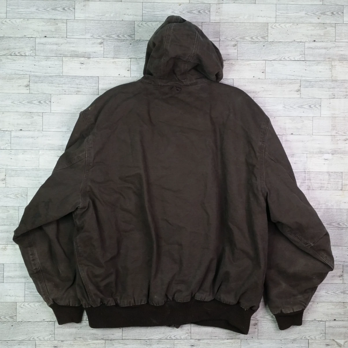 Vintage Men's Walls Workwear Jacket Canvas Hooded Bomber Fleece Lined Coat 2XL - product detail image 4