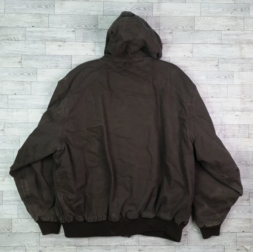 Vintage Men's Walls Workwear Jacket Canvas Hooded Bomber Fleece Lined Coat 2XL image 4