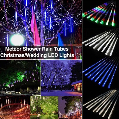 Solar Powered Meteor Shower Rain Tubes Christmas String LED Lights Tree Decor US