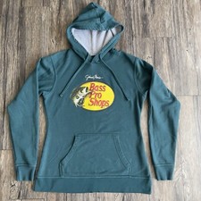 Bass Pro Shops Hoodie Pullover Sweatshirt Johnny Morris Green Women Small EUC