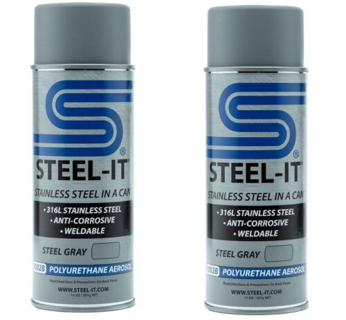 1002B - 14oz Steel It Gray Polyurethane Stainless Aerosol Spray Coating - 2 cans - Picture 1 of 1
