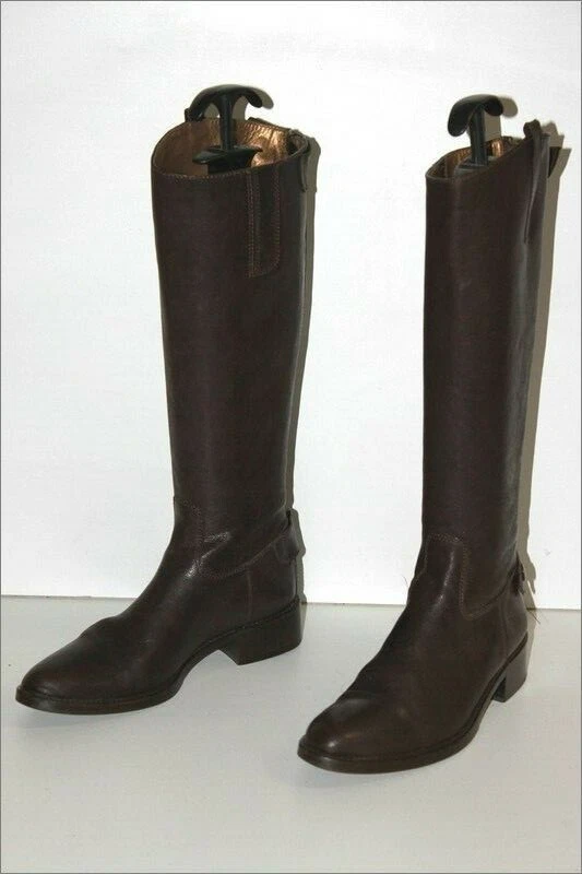 MANFIELD Bottes Cavalières Cuir Marron Foncé T 35.5 IT / 36 FR TTBE - Photo 3/4