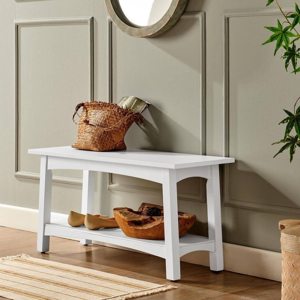 Alaterre Furniture Entryway Benches 36"W Wood Elegant White Finish w