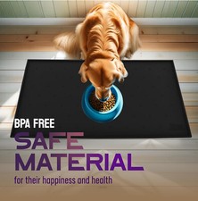   Dog Food Mat Raised Edges Cat Food Mat Prevent Spills   S: 18.5" x 11.5" Gray