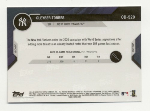 Gleyber Torres New York Yankees Topps Now 2020 Summer Camp Card - Picture 2 of 2