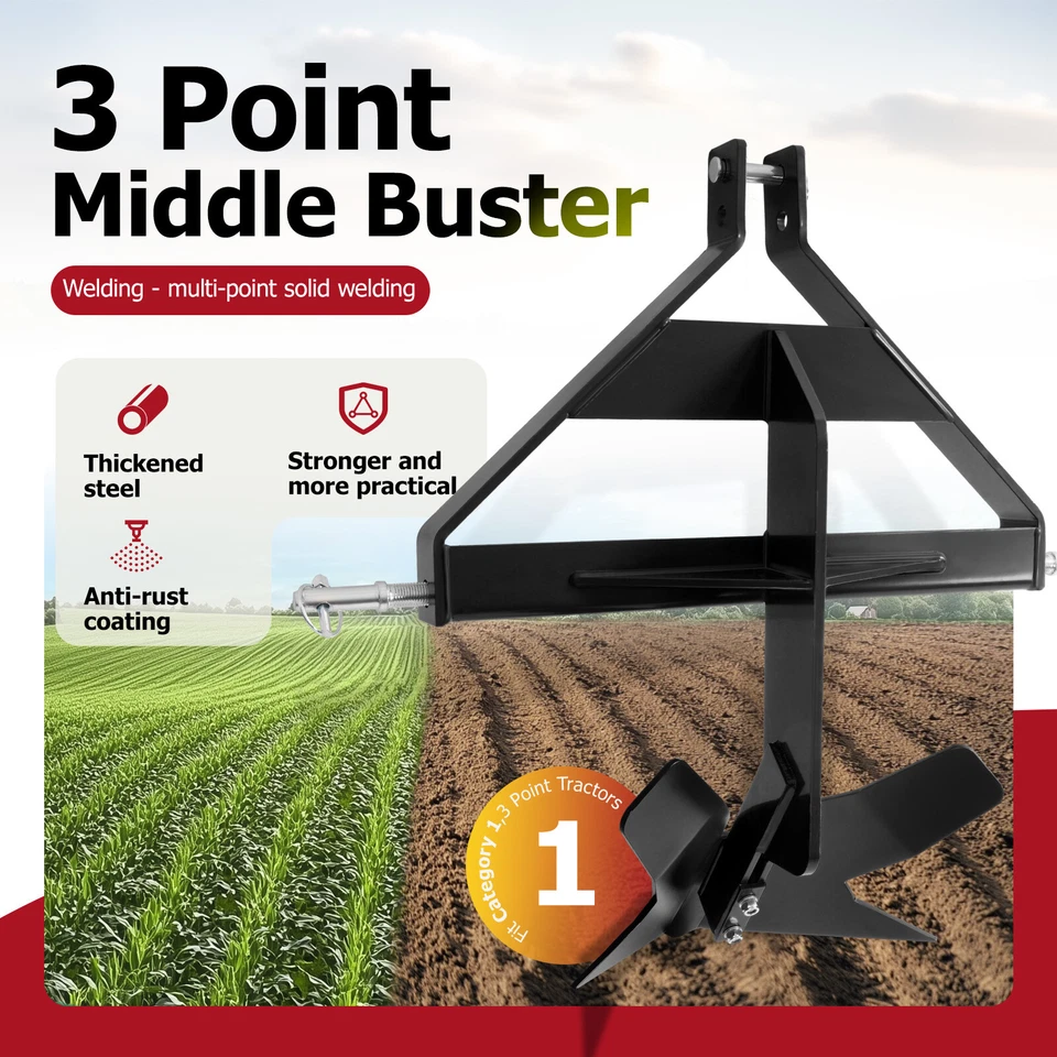 Aço Middle Buster resistente para tratores de engate rápido categoria 1 3 pontos arado - Imagem 3 de 4