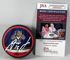 ANTON LUNDELL SIGNED FLORIDA PANTHERS REVERSE RETRO Puck AUTOGRAPHED +JSA COA