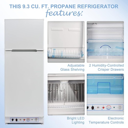 9.3 Cu.Ft Gas Propane Refrigerator Freezer RV Fridge Off-grid Cabin Campervan AC - Picture 6 of 7