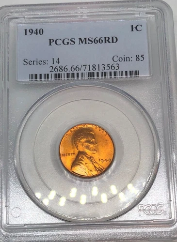 1940 Lincoln Wheat Cent Penny - PCGS MS66 RD -