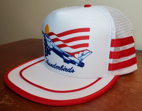 Vintage USAF Thunderbirds 3 Stripe Trucker Hat US Air force Mesh Snapback Cap