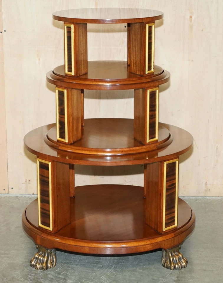 STUNNING ARTHUR BRETT SATINWOOD WALNUT REVOLVING BOOKCASE TABLE LION'S PAW FEET - Image 3 of 4