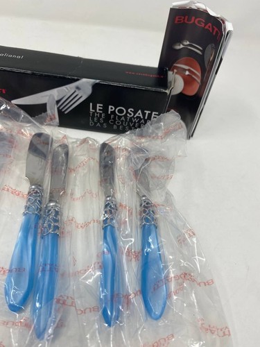 BUGATTI FLATWARE BY VIETRI Spreader Light Blue 1F08B 6PC MADE IN ITALY RARE - Imagen 4 de 5