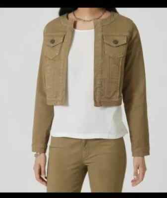 Gr.44 Denim Damen Jeansjacke-Kurzjacke''Moss''Kragenlos,Offen UVP 89,98  Neu 2 knö
