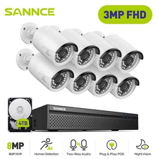 SANNCE 8CH 4K NVR 3MP POE Security Camera System Two Way Audio Human Detection
