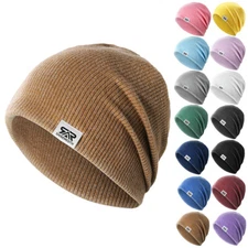 Slouchy Knit Beanies Winter Hats for Men Women Running Ski Soft Warm Skull Cap