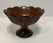 Centerpiece Pedastal Decorate Bowl 4" high x 6" diameter, Bronze-like finish