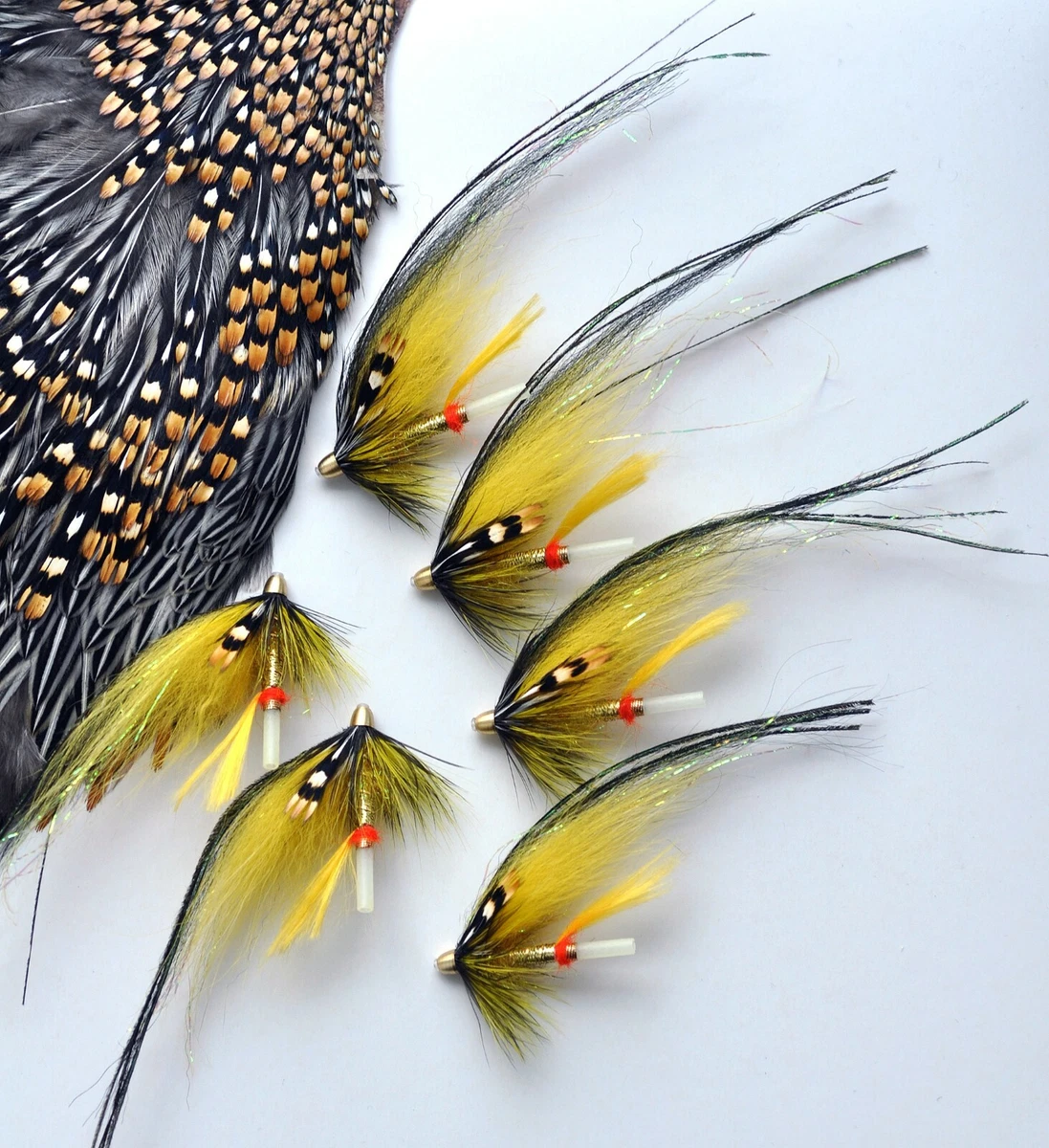 3 Salmon Tube Flies ( plastic and copper tube). Fly fishing flies.