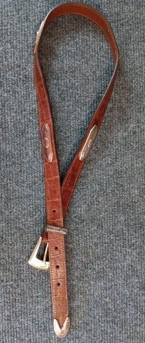 Cintura vintage Brighton tono argento concho pelle marrone western donna media 34 - Foto 7 di 17