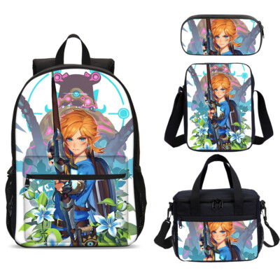 Legend of Zelda Link Game Kids Backpack Insulated Lunch Bag Pen