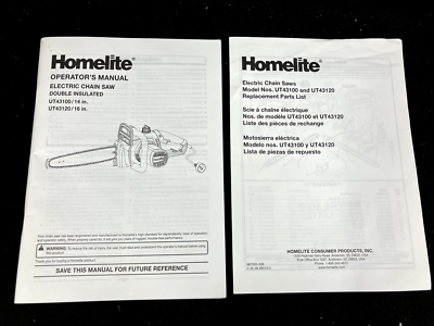 #ad HOMELITE ELECTRIC CHAIN SAW UT43100 UT43120 OWNER#x27;S MANUAL amp; PARTS LIST $17.99